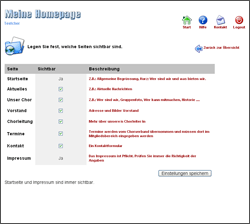 Legen Sie hier fest, welche Seiten f&uuml;r Ihre Besucher zu sehen sind