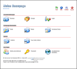 &Uuml;bersicht aller Einstellungs-M&ouml;glichkeiten  Ihrer neuen  Homepage